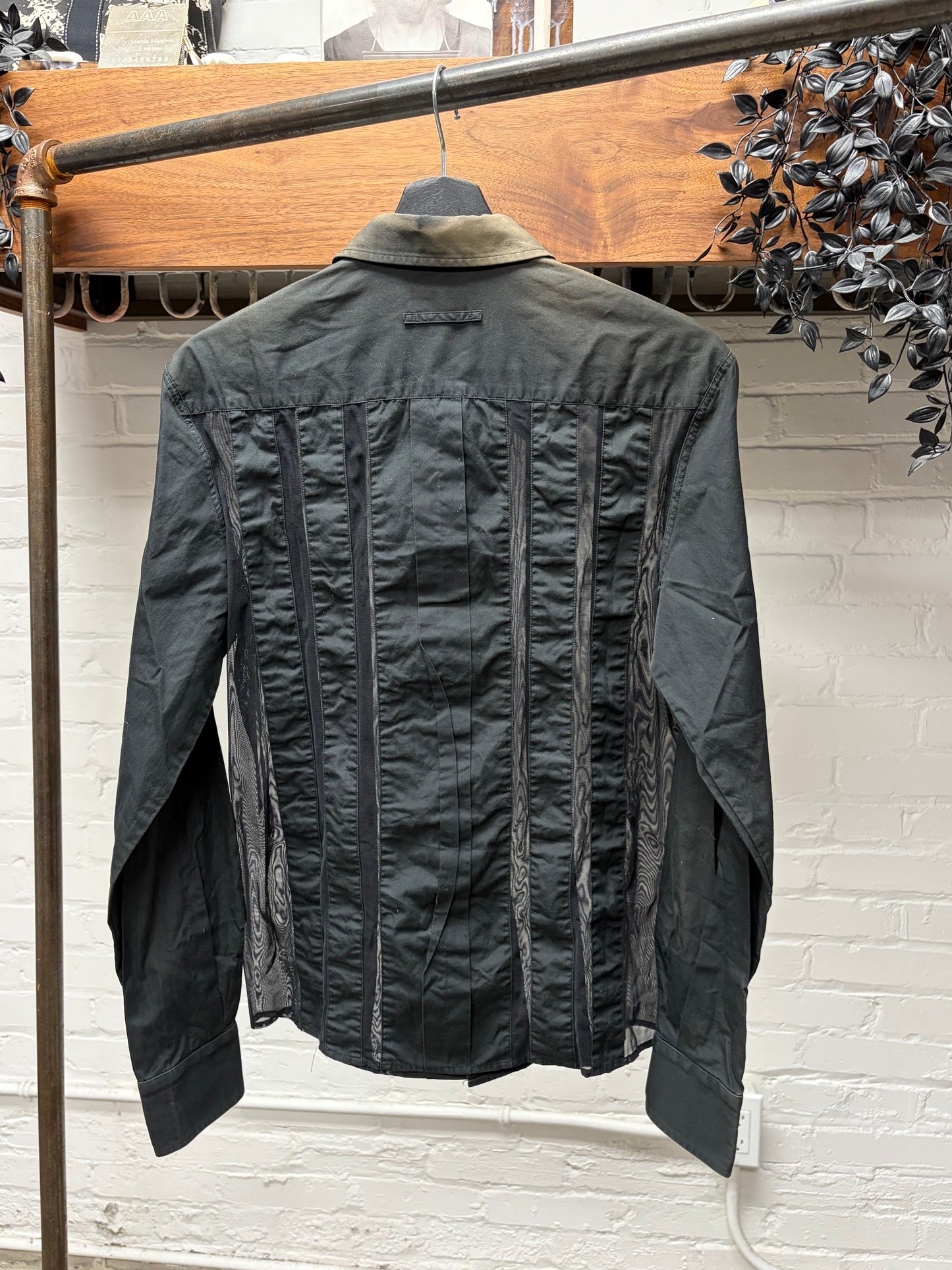 Vintage Jean Paul Gaultier Homme ‘Sheer Cutout’ Striped Button Down Shirt