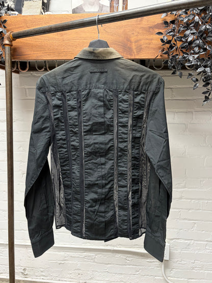 Vintage Jean Paul Gaultier Homme ‘Sheer Cutout’ Striped Button Down Shirt