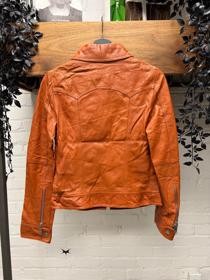 Dolce & Gabbana Orange Lambskin Leather Jacket