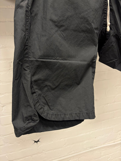 Rick Owens O&M era ‘Basket Swinger’ Drop Crotch Black Cotton Shorts