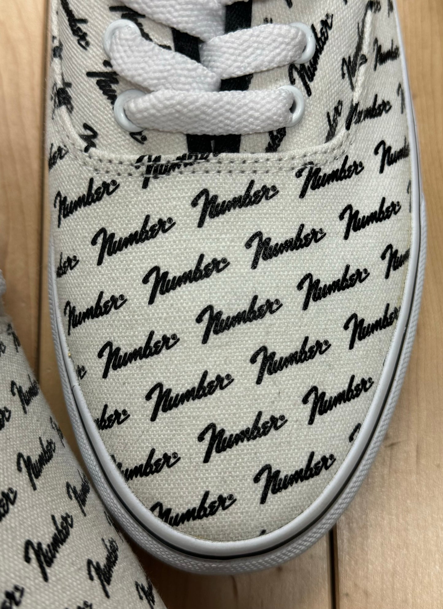 Number (N)ine Fender Logo ‘Era’ White Low Top Sneakers