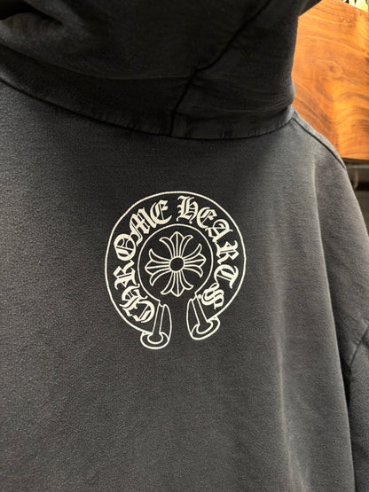 Vintage Chrome Hearts ‘T-Bar’ Floral Cross Logo Black Pullover Hoodie