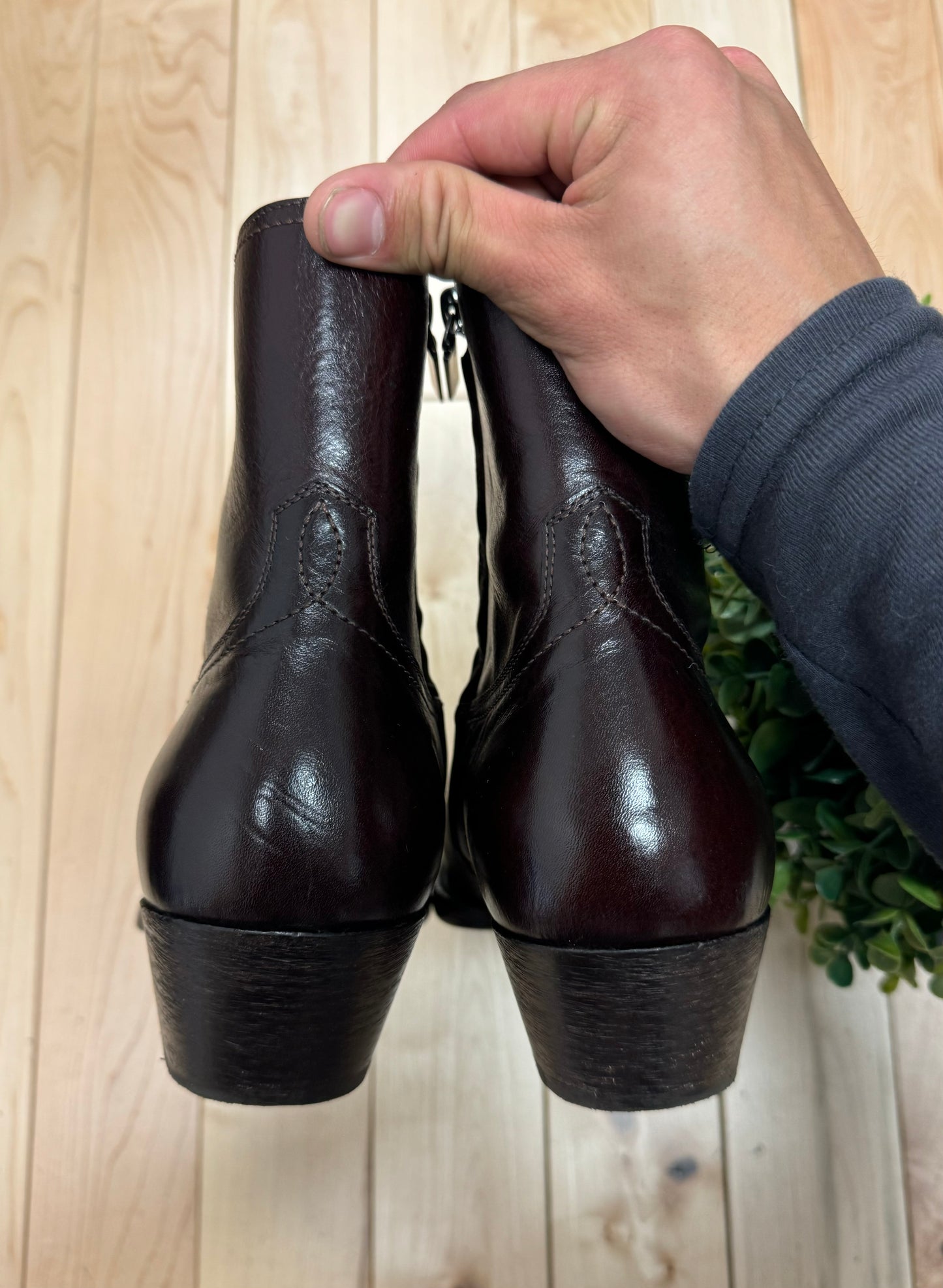 Saint Laurent ‘Lucas’ Oxblood Red Cuban Heel Boots