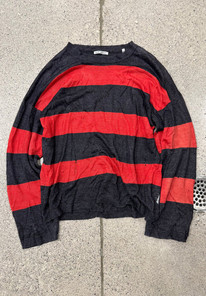 Our Legacy Linen ‘Stripe Moth’ Distressed Knit Sweater