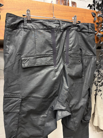 11 by Boris Bidjan Saberi Waxed Black Skinny Cut Cargo Pants
