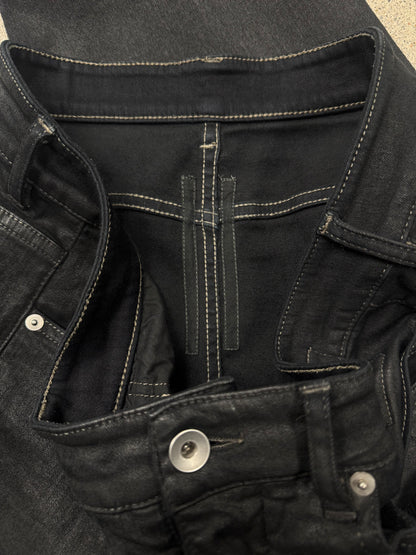 SS2020 Rick Owens ‘Collapsed Pocket’ Waxed Black Denim