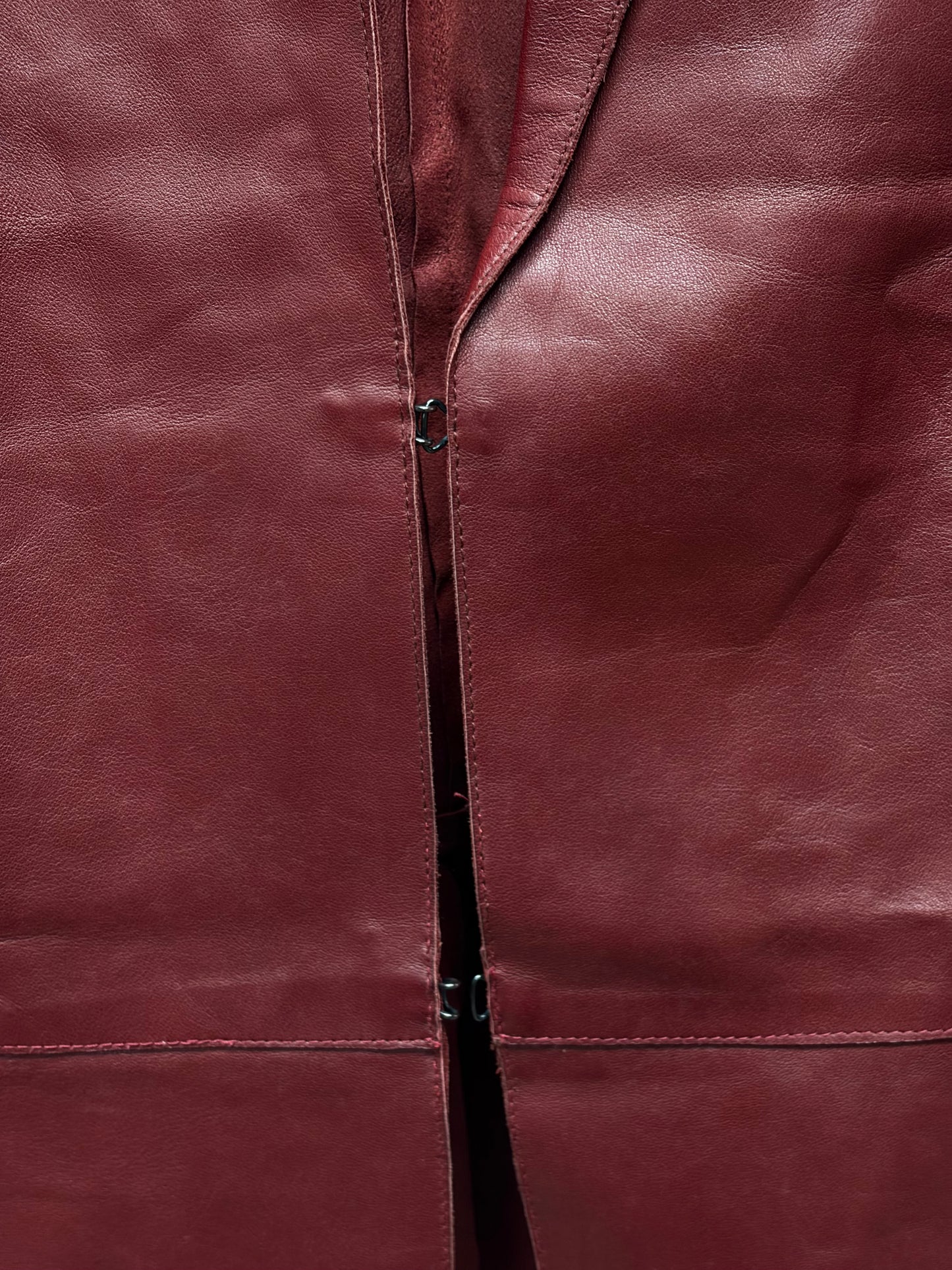 Vintage Gucci by Tom Ford ‘Hook n Eye’ Closure Red Lambskin Leather Shirt