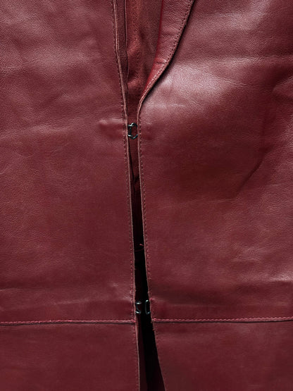 Vintage Gucci by Tom Ford ‘Hook n Eye’ Closure Red Lambskin Leather Shirt