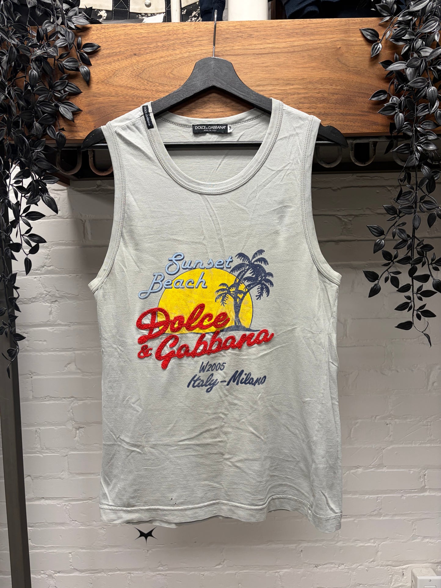 Vintage 2005 Dolce & Gabanna ‘Sunset Beach’ Grey Cotton Tank Top