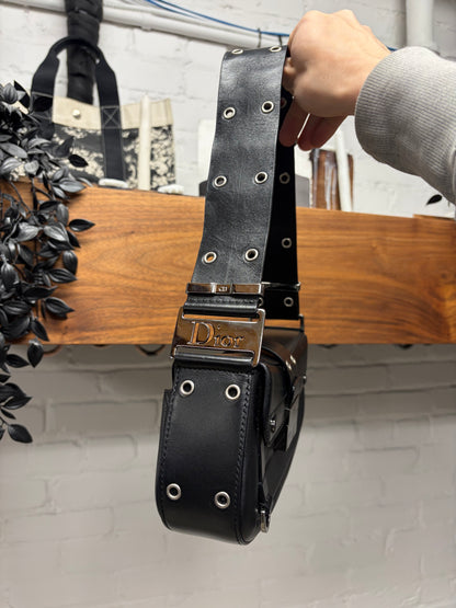 2003 Dior by John Galliano Street Chic ‘Columbus’ Studded Black Leather Shoulder Bag
