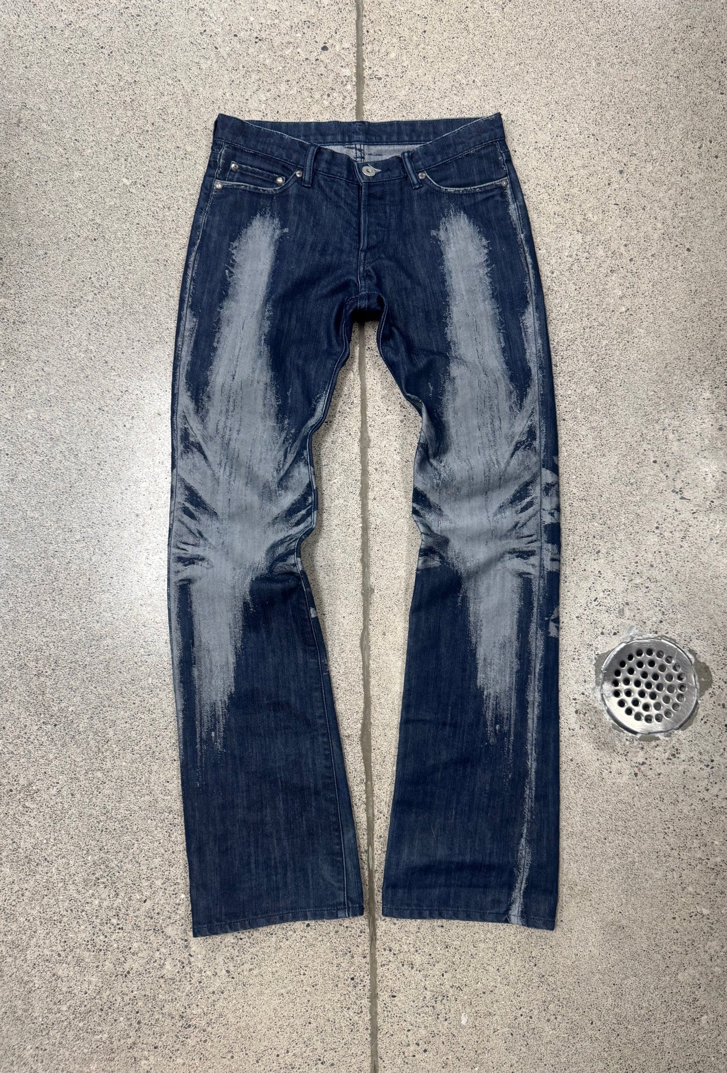 Issey Miyake ‘A.P.O.C.’ Digital Distressed Flared Jeans