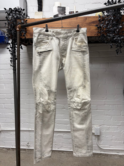Balmain ‘Smoke Washed White’ Skinny Biker Denim