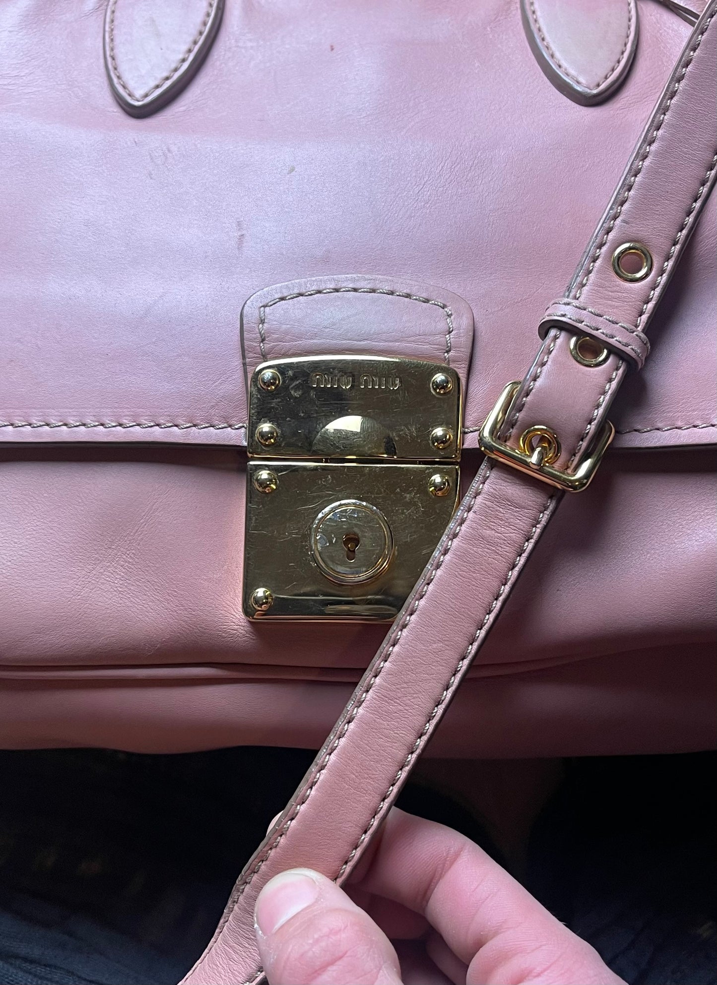 Miu Miu Pink Leather Full Size Crossbody/Top Handle Bag