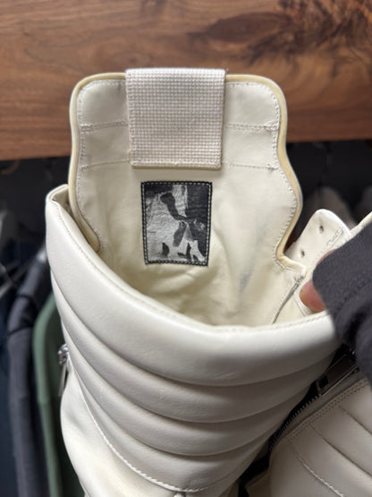 Rick Owens ‘Cargobasket’ Milk/White Leather High Top Sneakers