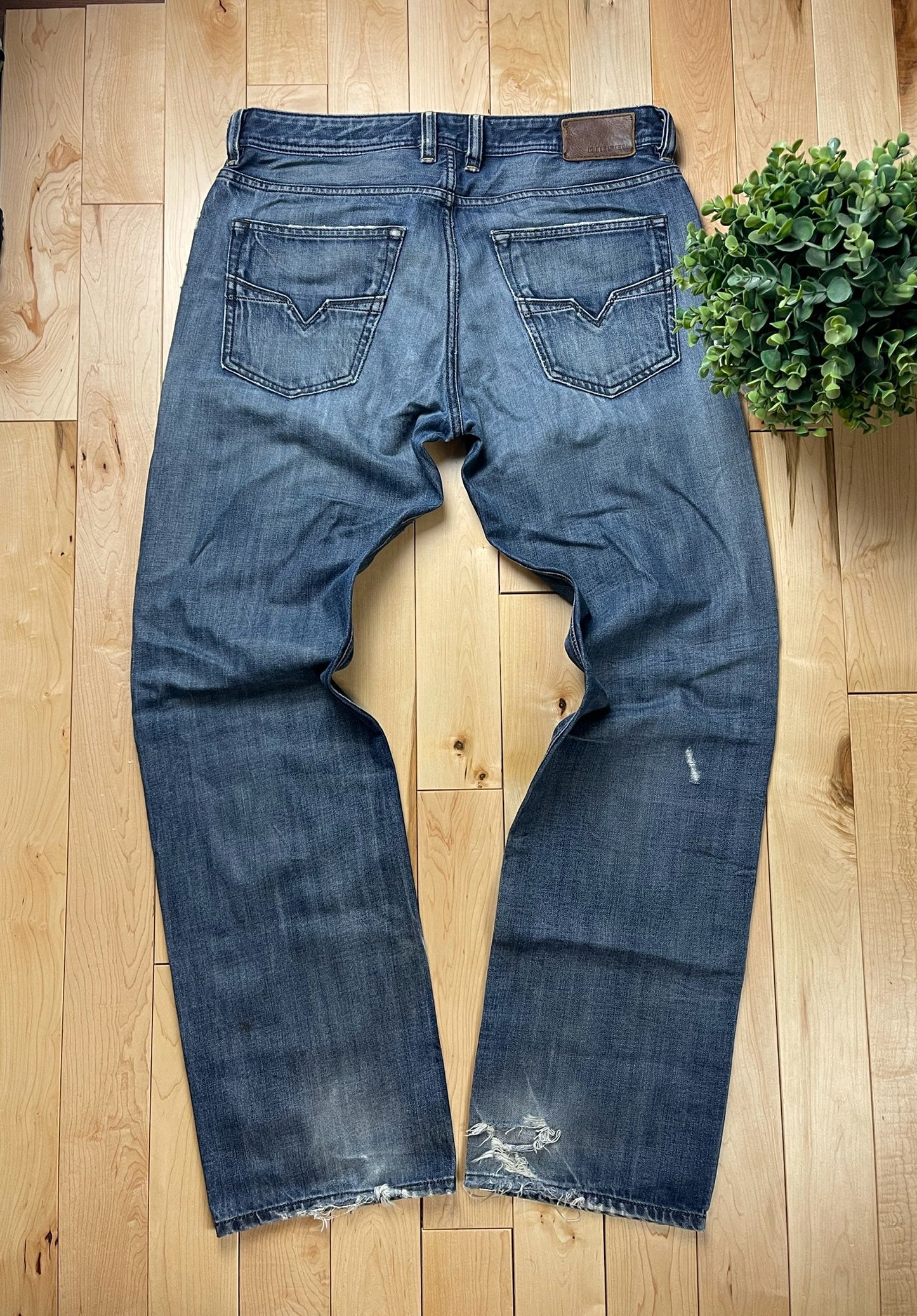 Diesel Washed Blue Boot Cut Wide Leg Denim