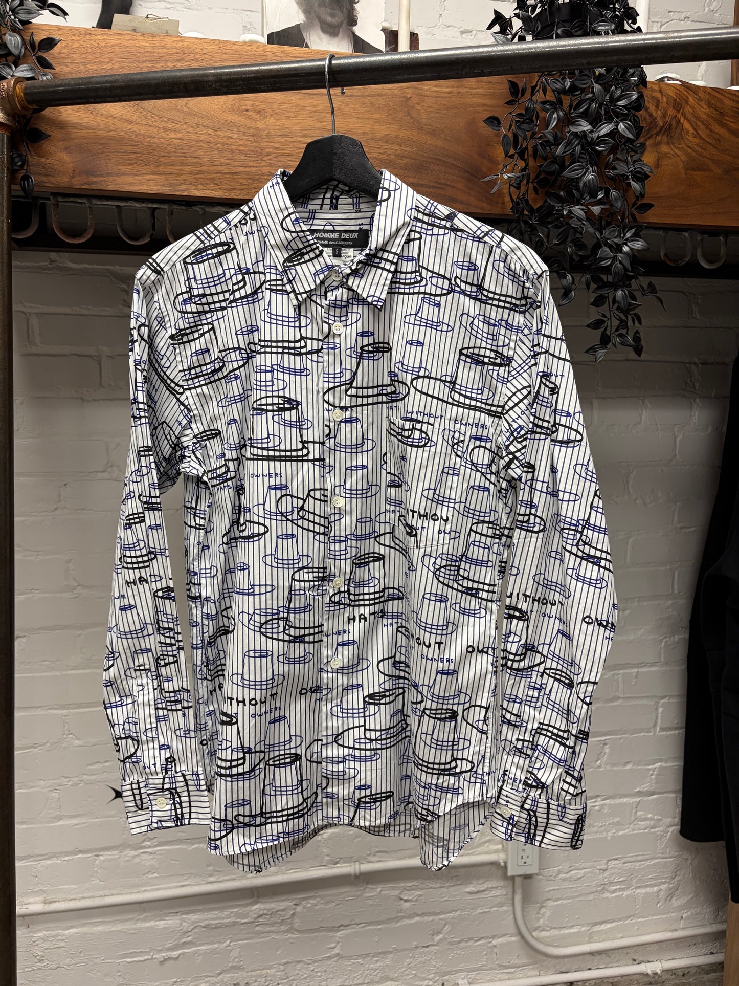 2021 Comme Des Garçons Homme Deux ‘Hats Without Owners’ Pinstripe Shirt