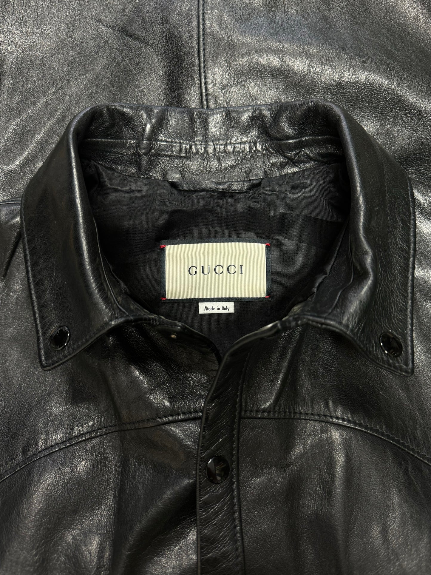 2019 Gucci Cruise Collection ‘Chateau Marmont’ Embroidered Leather Shirt