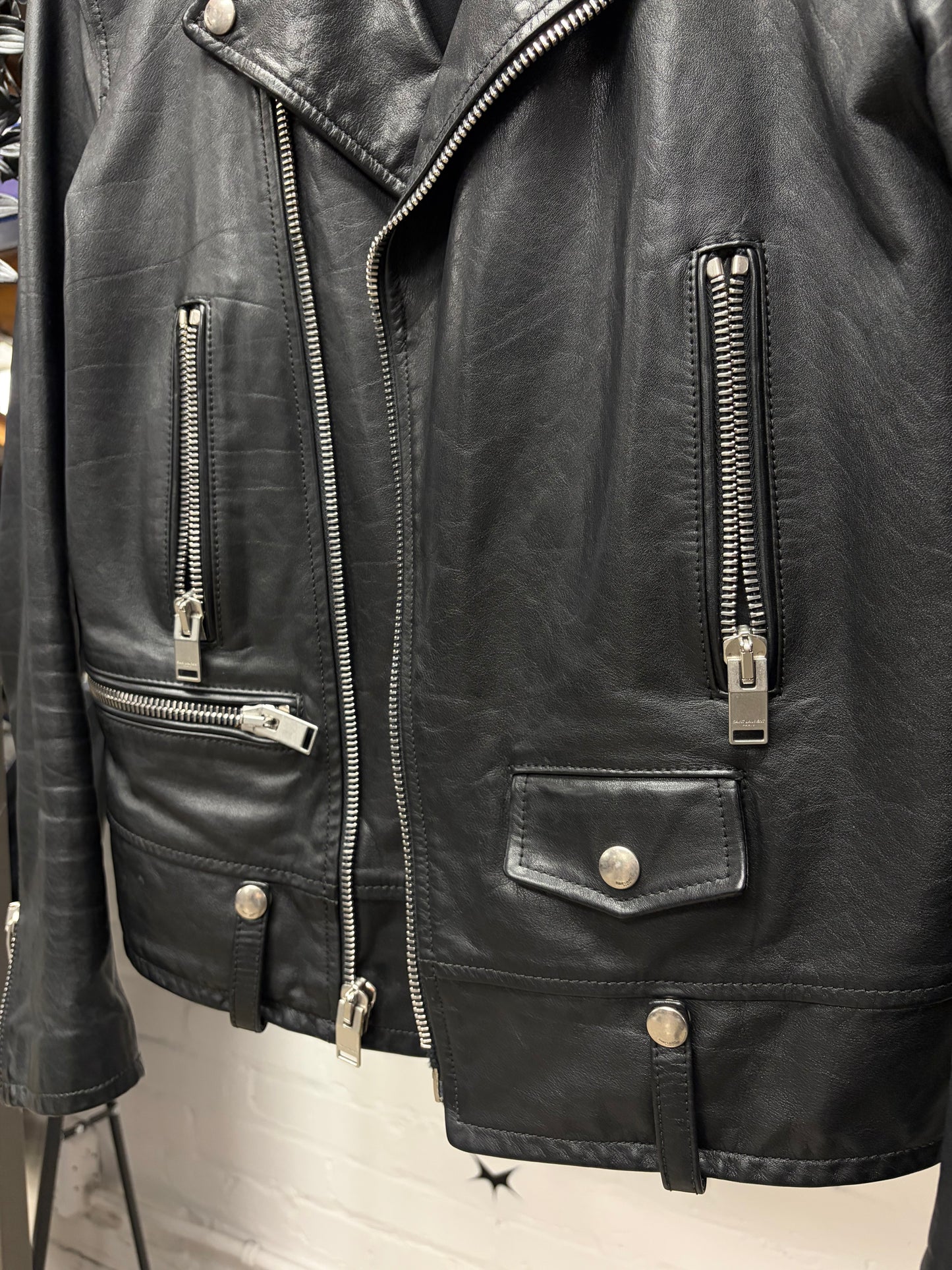 2016 Saint Laurent by Hedi Slimane ‘Black Chain’ ‘L-01’ Lambskin Leather Biker Jacket