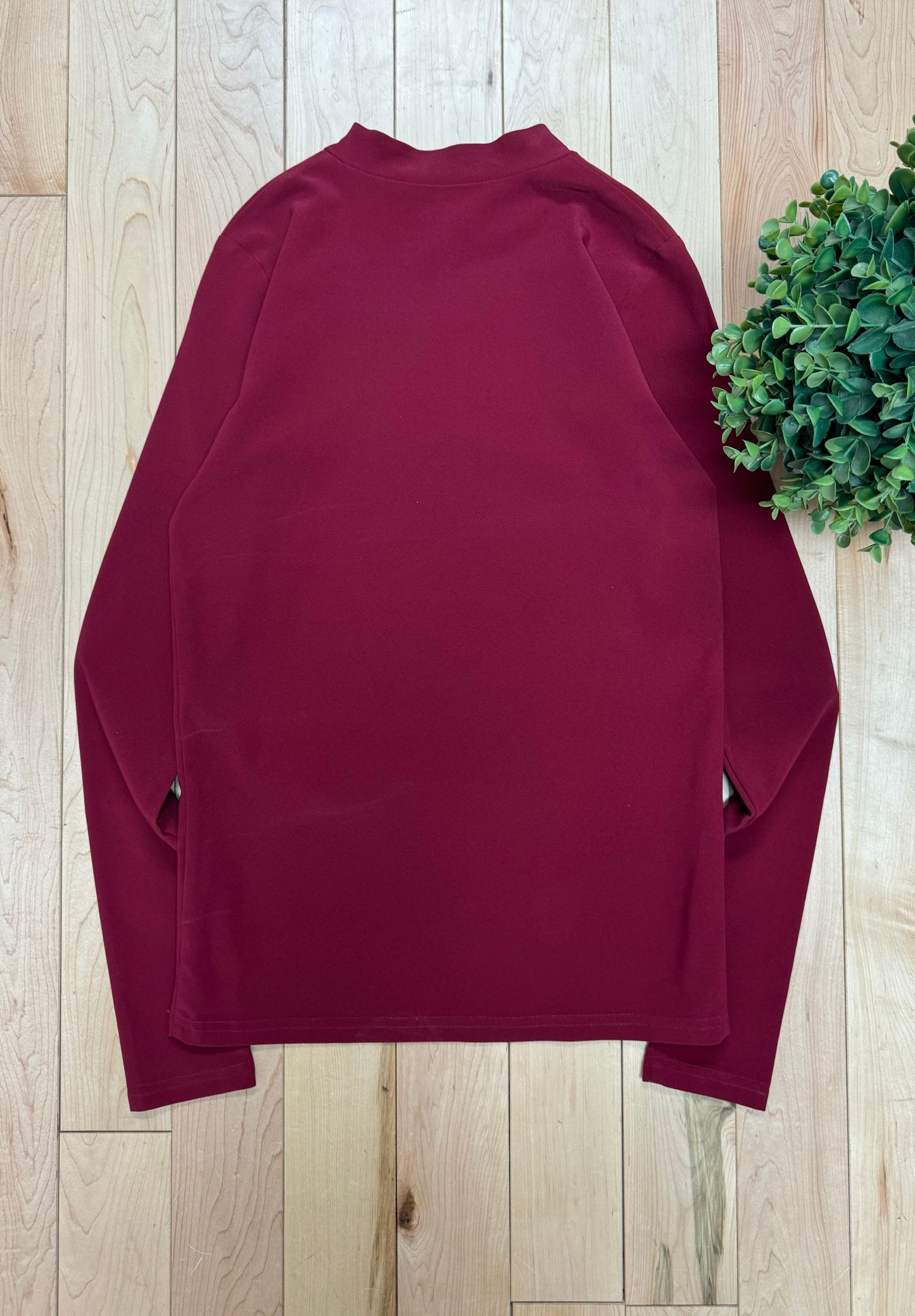 Namacheko Deep Red Mock Neck Long Sleeve Shirt