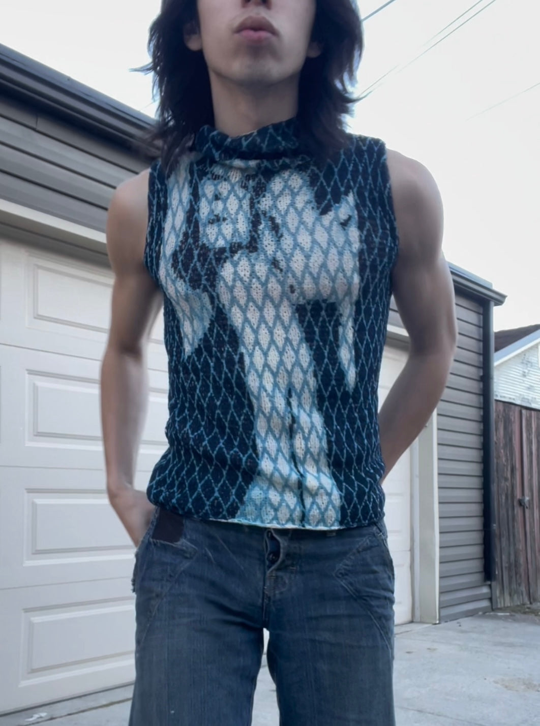 Autumn Winter 1994 Jean Paul Gaultier Vampire Mesh Knit Tank Top