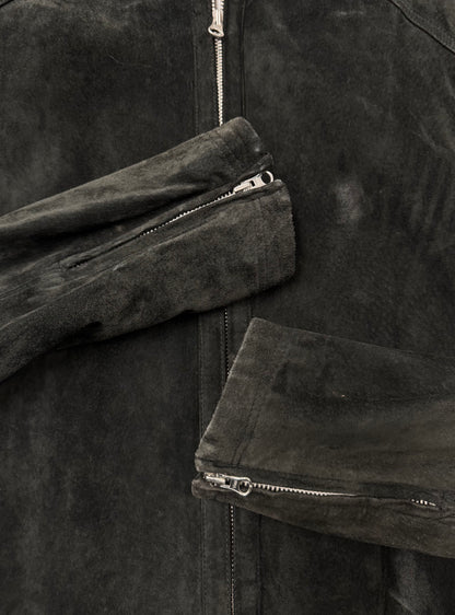 Vintage 90s Jean Paul Gaultier Black Suede Moto-Jacket