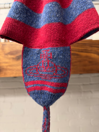 Vivienne Westwood Orb Logo Pom-Pom Striped Beanie