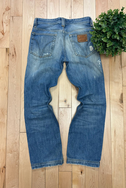 Dolce & Gabbana Distressed Blue Bootcut Denim