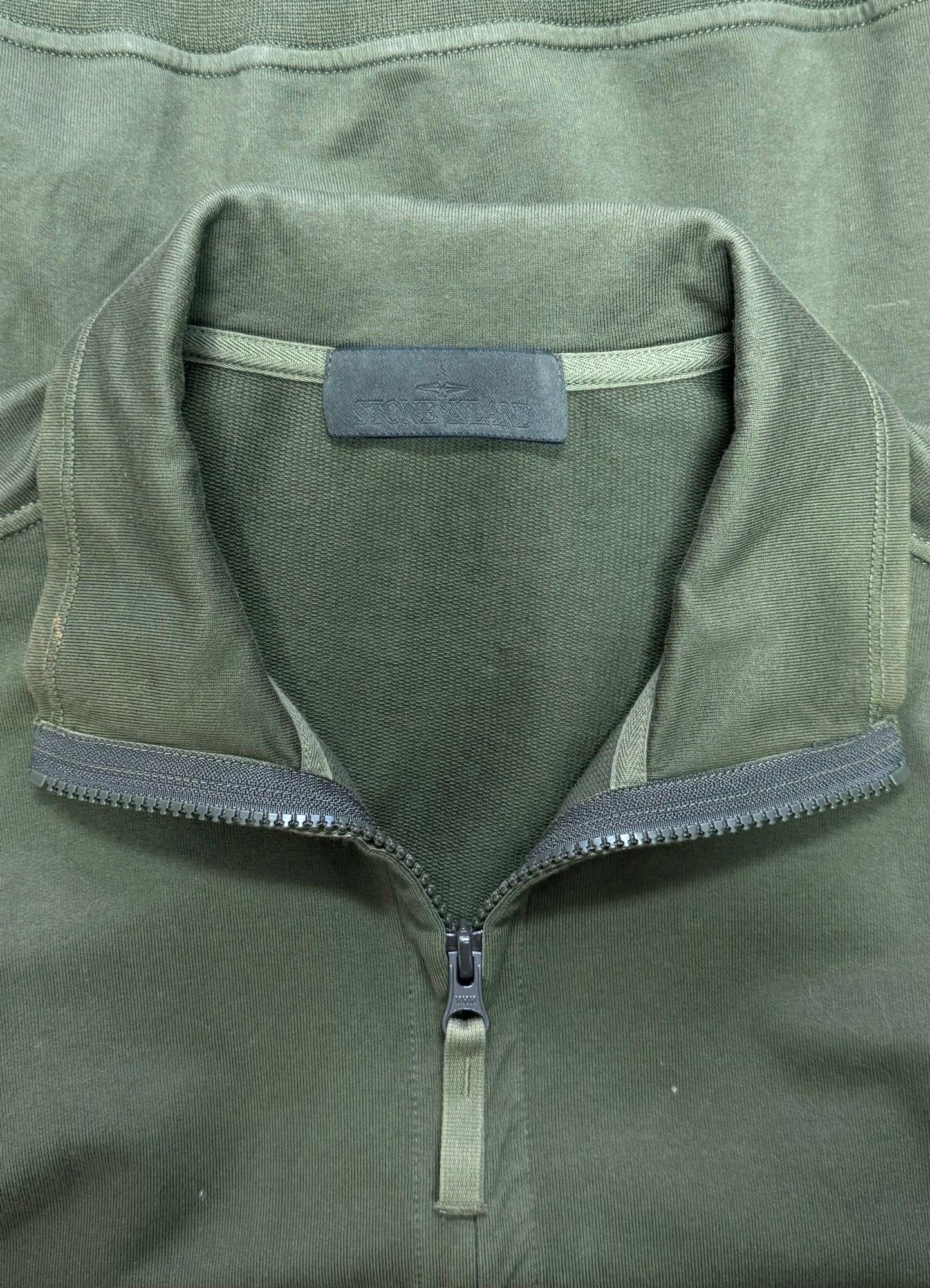 Stone Island Quarter Zip Olive Green Sweater