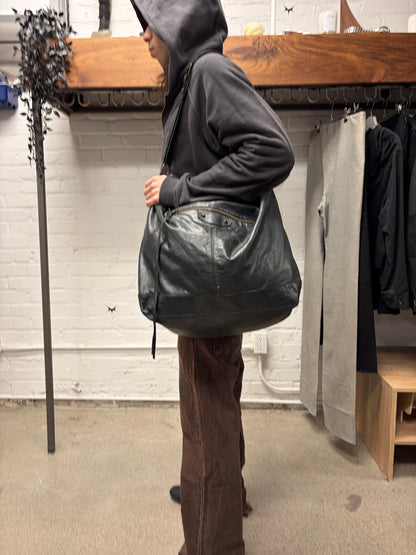 Balenciaga ‘Courrier XL’ Black Lambskin Leather Crossbody Messenger Bag