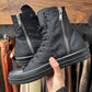 Rick Owens Waxed Nylon ‘Ramones’ Black High Top Sneakers