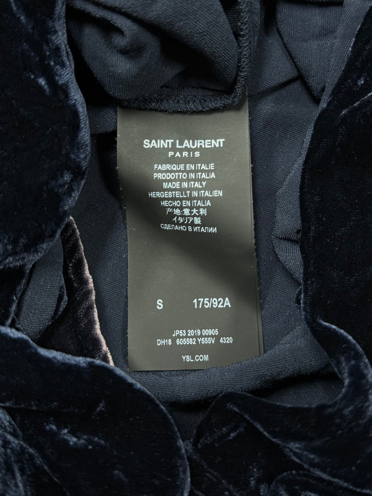 SS2020 Saint Laurent Silk/Velour ‘Gradient Fade’ Button Snap Shirt