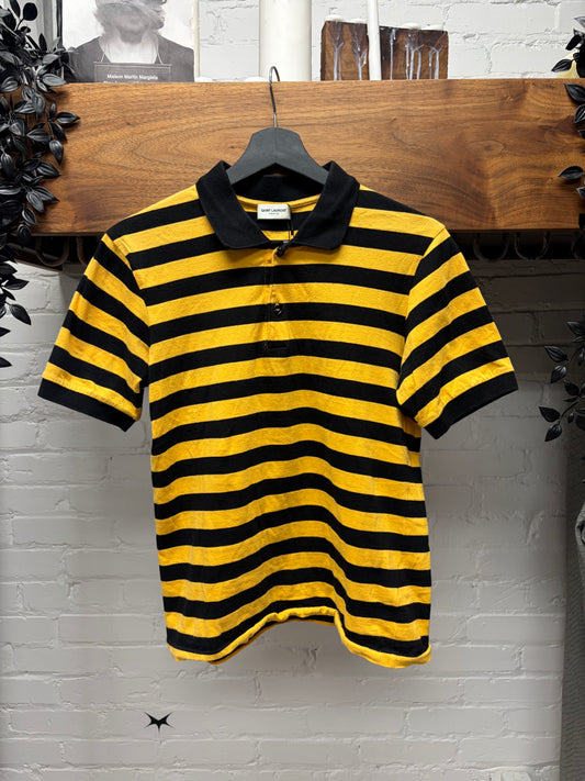 2013 Saint Laurent by Hedi Slimane Black/Yellow Striped Polo