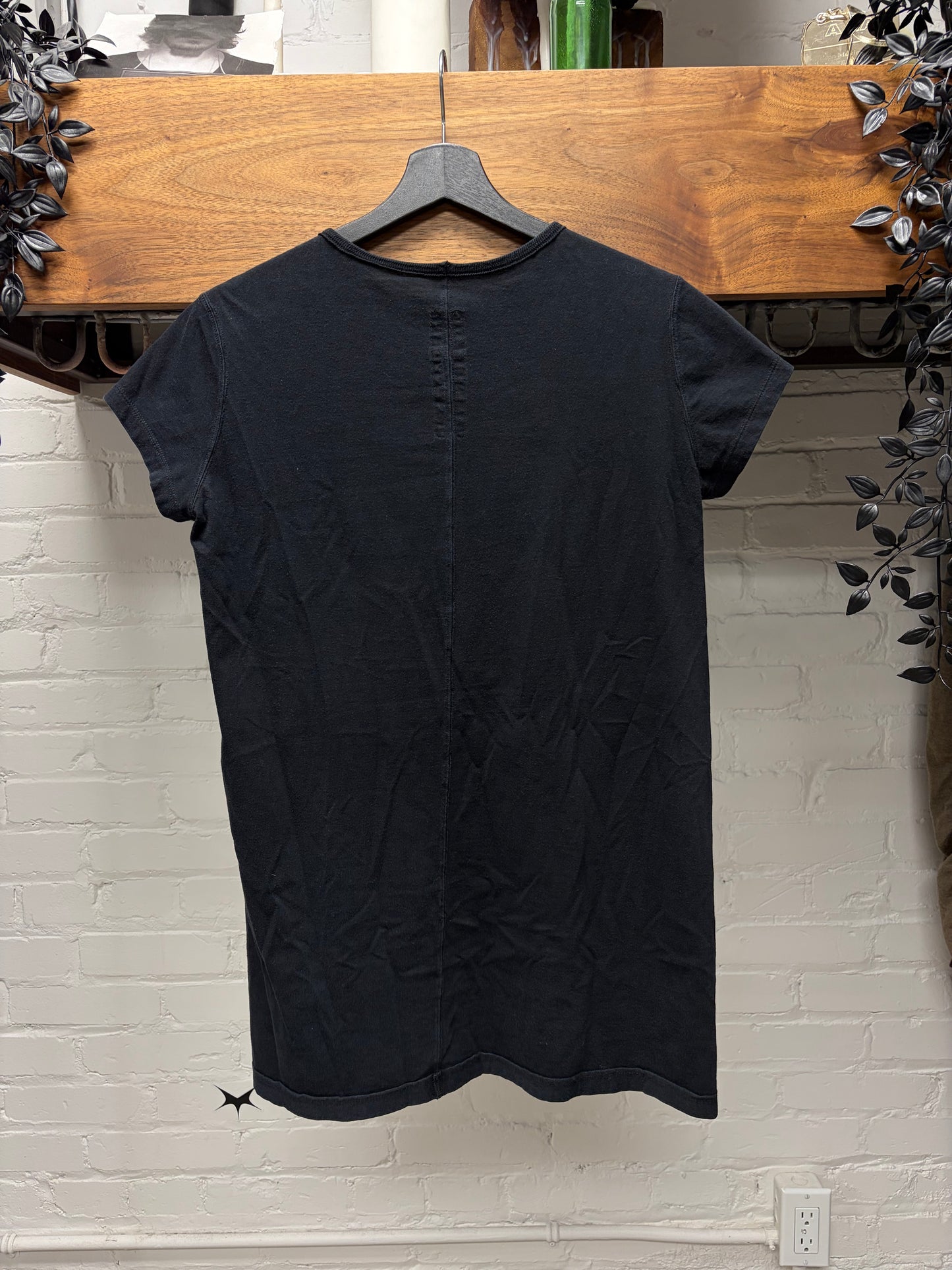 AW2017 Rick Owens ‘Glitter’ Black ‘Level’ Short Sleeve Cotton T-Shirt