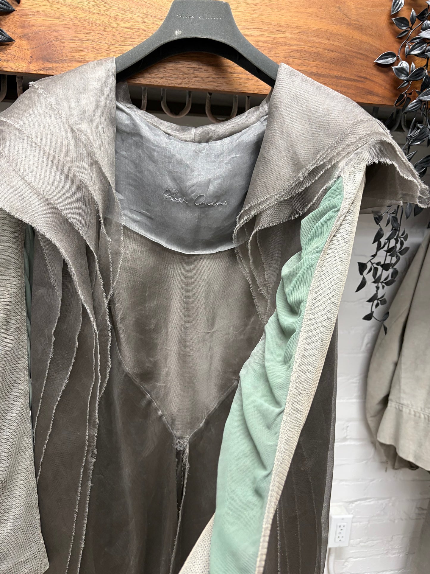 Rick Owens O&M era Frayed Silk ‘Organza’ Dust Cardigan