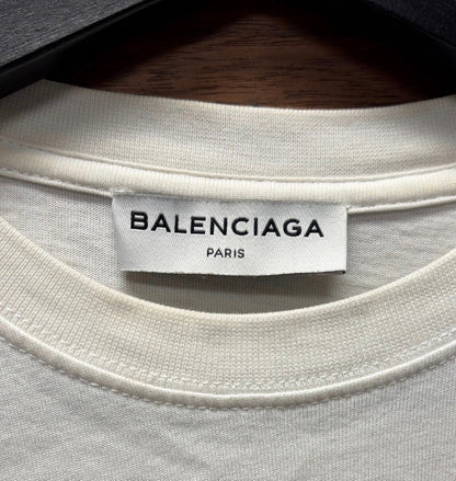 2017 Balenciaga ‘Femme Fatale’ Embroidered Script White Oversized T-Shirt