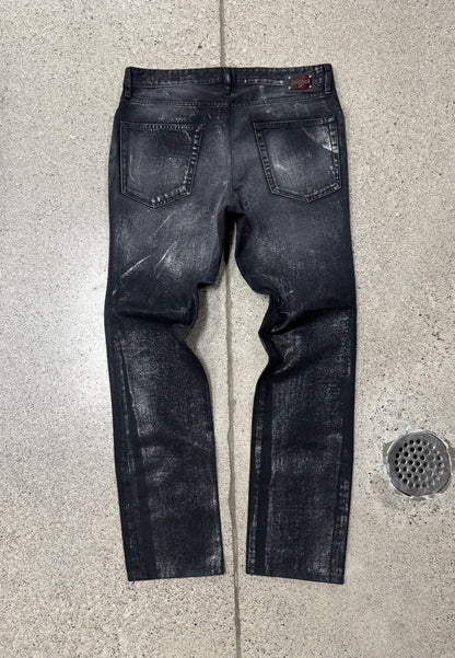 Roberto Cavalli Waxed Black Skinny Jeans