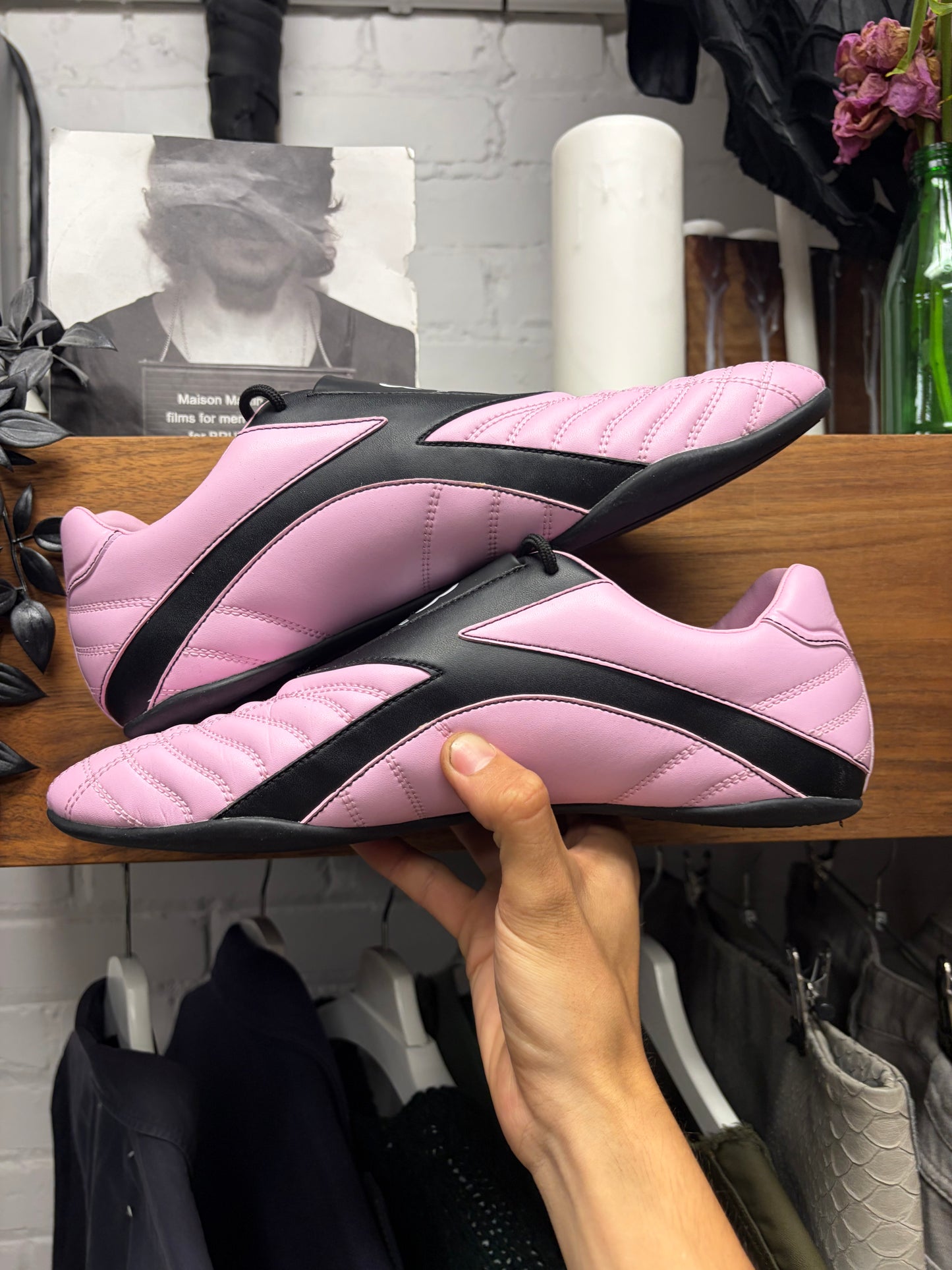 Balenciaga Pink/Black ‘Zen’ Leather Low Top Sneakers