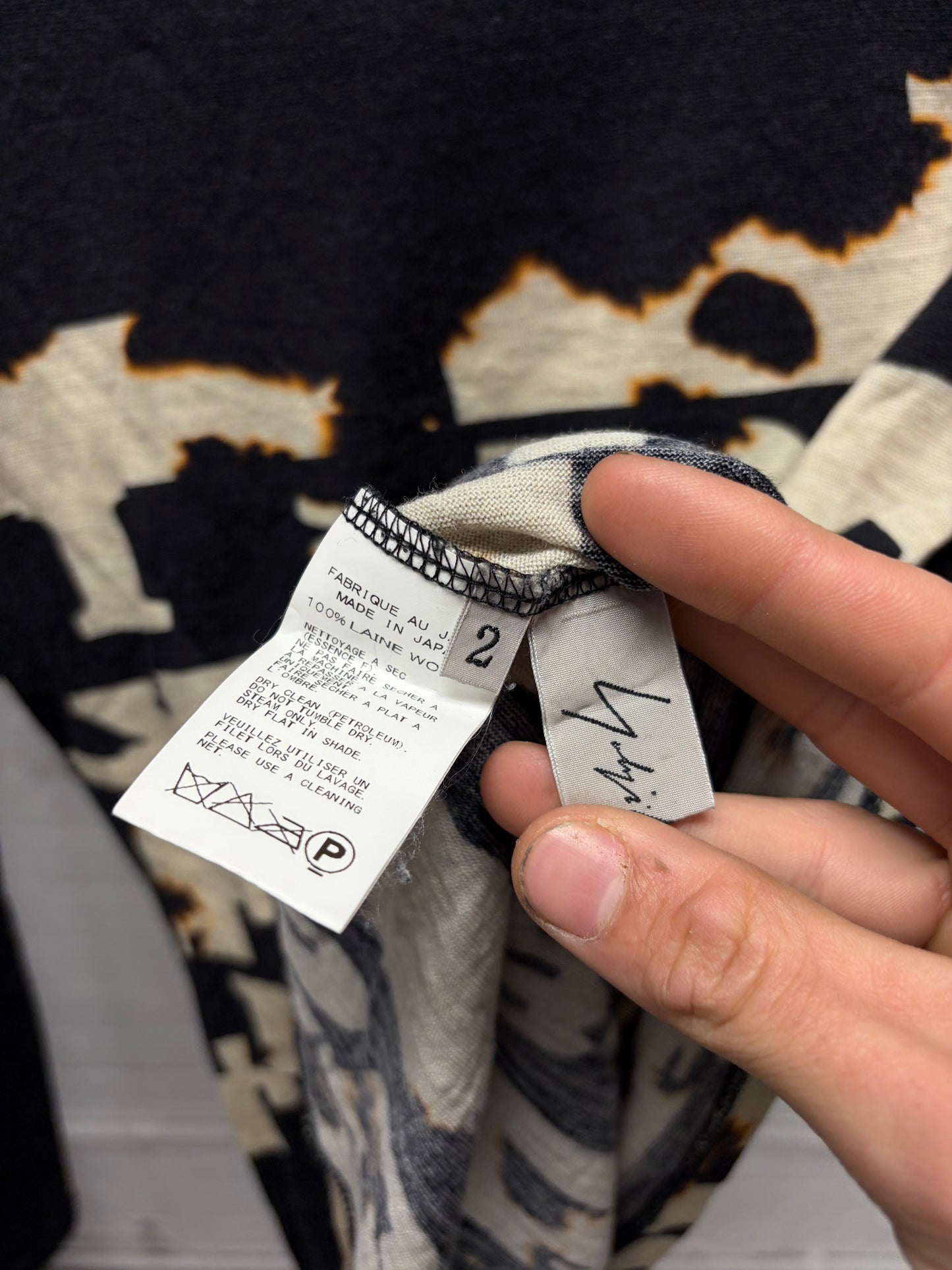 Yohji Yamamoto Wool Print Long Sleeve Shirt