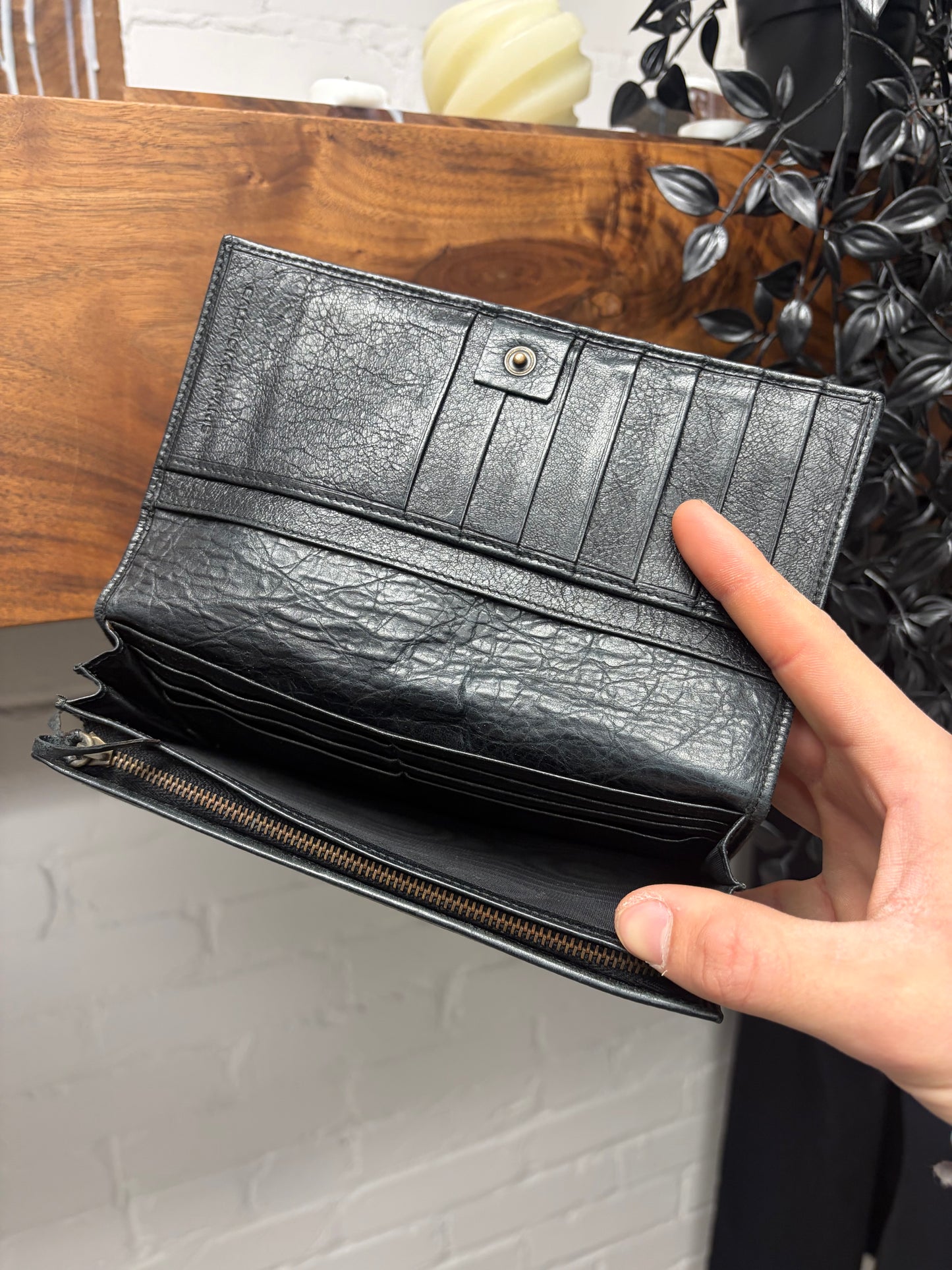 Balenciaga ‘Le City’ Continental Black Leather Long Wallet