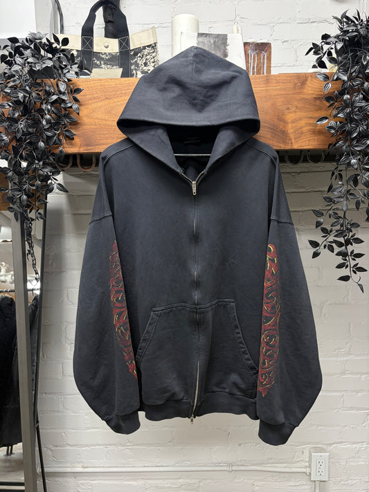 SS2024 Balenciaga ‘Offshore’ Faded Black Zip-Up Hoodie