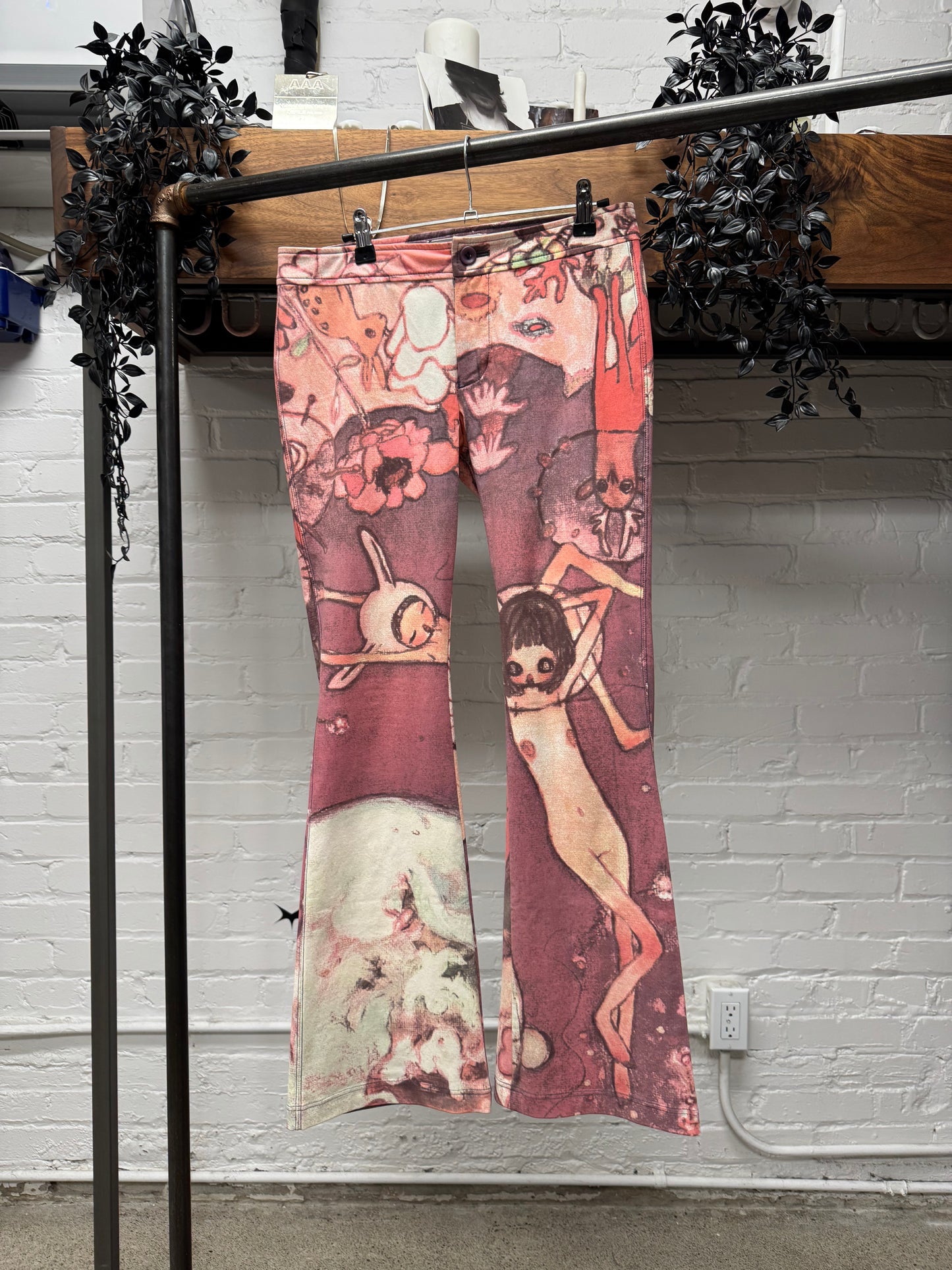 AW2004 Issey Miyake x Aya Takano Pink Flared Leg Pants