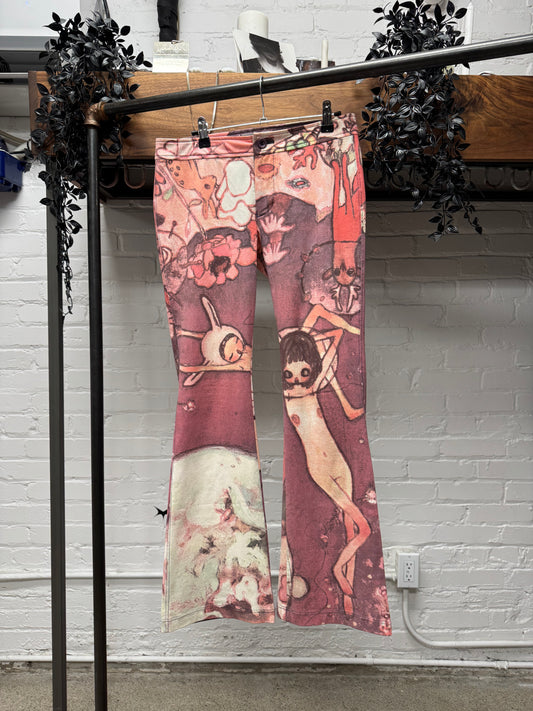 AW2004 Issey Miyake x Aya Takano Pink Flared Leg Pants