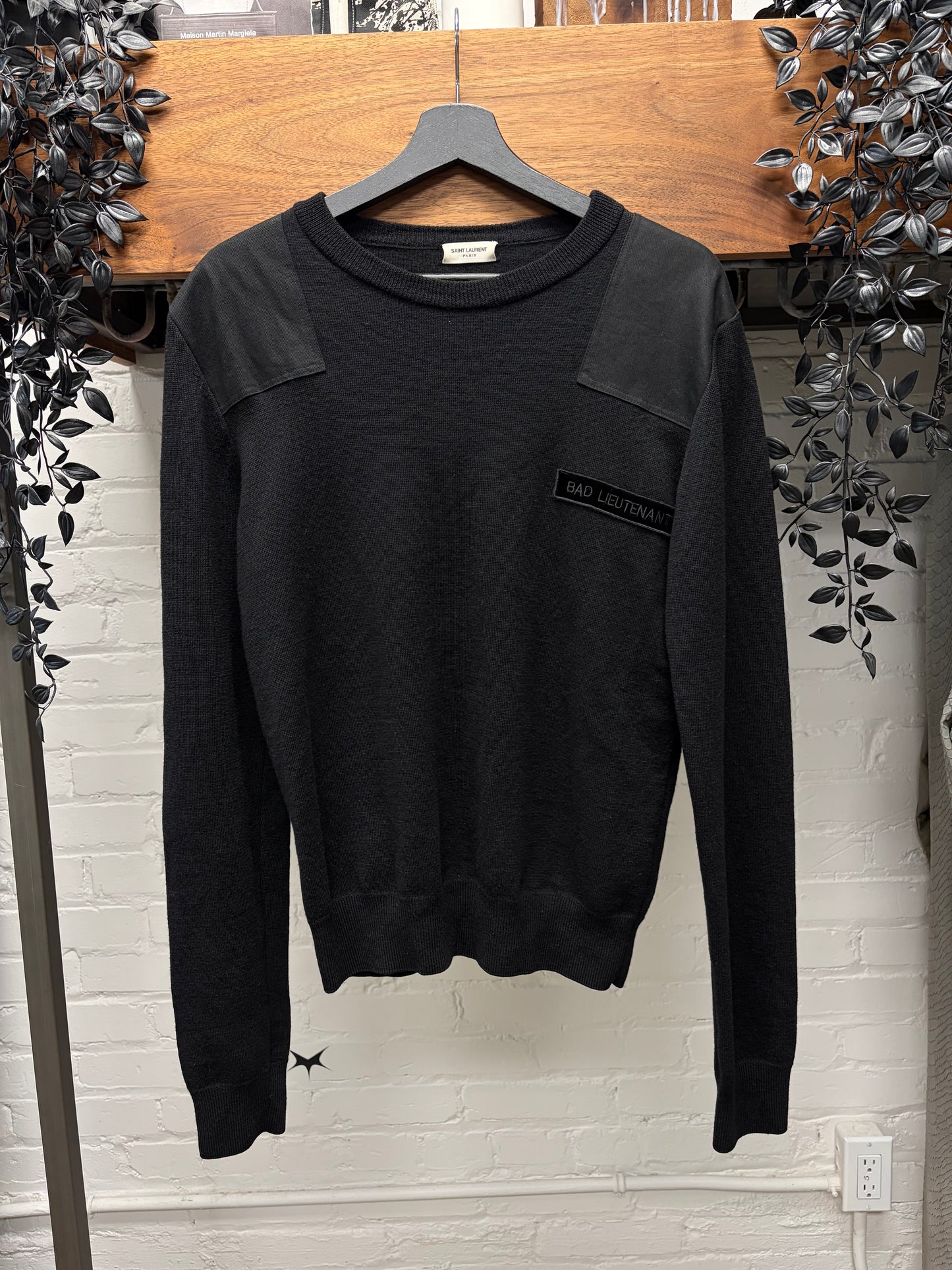 AW2017 Saint Laurent ‘Bad Lieutenant’ Military Inspired Black Badge Sweater