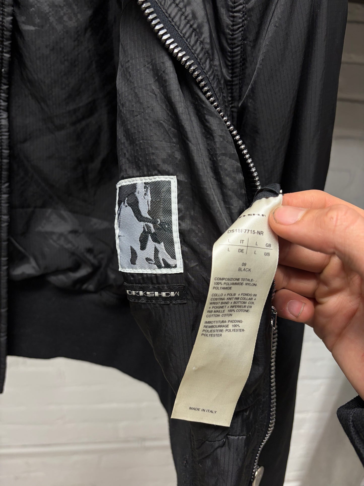 Rick Owens DRKSHDW Cropped Black Nylon Bomber Jacket