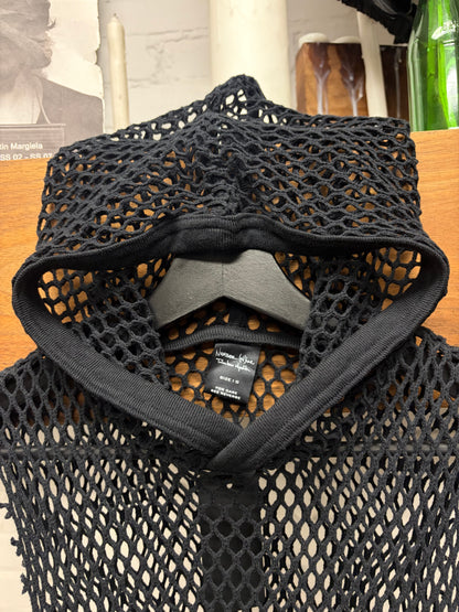 SS2004 Number (N)ine ‘Dream Baby Dream’ Black Fishnet Mesh Cutoff Hoodie