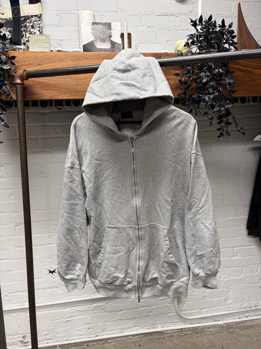 SS2023 Balenciaga ‘Fitted’ Grey Distressed Cotton Zip-Up Hoodie
