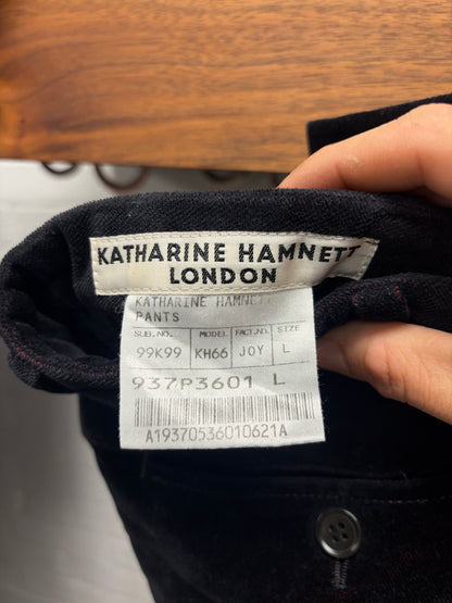 Katharine Hamnett Black Velvet Flared Leg Trousers