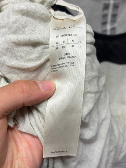 SS2020 Rick Owens ‘Tecuatl’ Pearl/Black Semi Sheer Baseball Long Sleeve Shirt