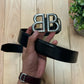 Balenciaga ‘Monaco’ Double B Black Leather Belt