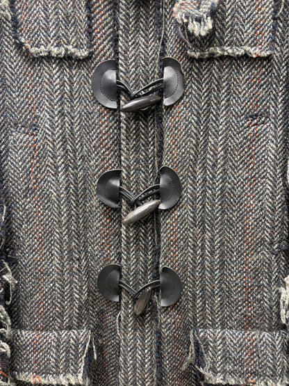 AW2016 Undercover ‘Instant Calm’ Herringbone Black Toggle Closure Wool Trench Coat